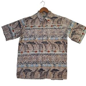 Reyn Spooner Men's Casual Button-Down Shirt Size XL Cotton Safari Print